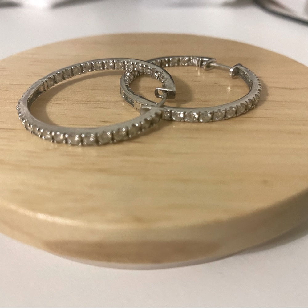 14k diamond infinity hoop earrings